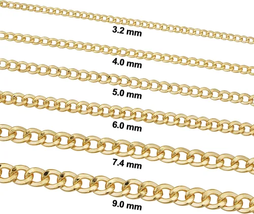 Vista 2 de Kooljewelry Collar de cadena cubana de Miami con relleno de oro amarillo macizo de 14 quilates para hombres y mujeres