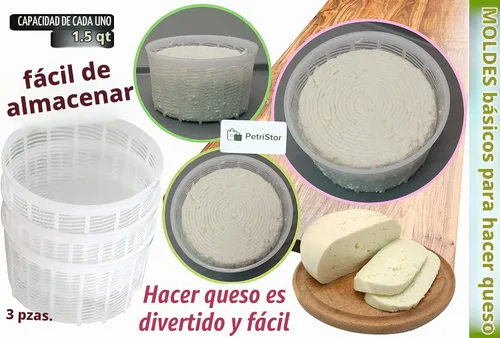 Vista 7 de PetriStor Molde de queso suave para queso, 3 piezas, 1.25 cuartos de galón, molde de queso mediano, suministros caseros para hacer queso, molde