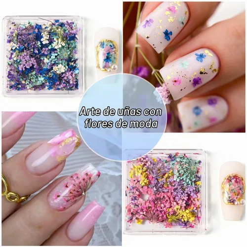 Vista 3 de 4 cajas de flores secas 3D para uñas, mini flores secas calcomanías de uñas S-055-01-04 Conjunto
