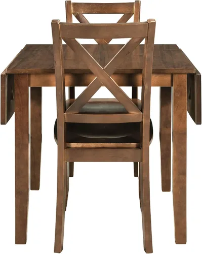 Vista 8 de Harper & Bright Designs Juego de mesa de comedor de madera de 3 piezas con 2 sillas con respaldo en X, juego de comedor de rincón de desayuno que