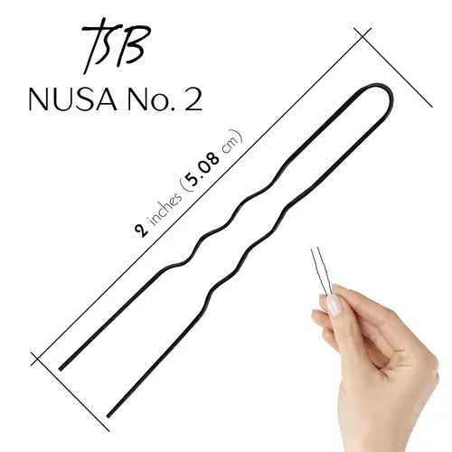 Vista 3 de TSB NUSA No.2 - Juego de horquillas negras flexibles de 50 a 2.0 pulgadas, estilo vintage, sujeción fuerte, diseño cómodo y elegante, puntas pulidas