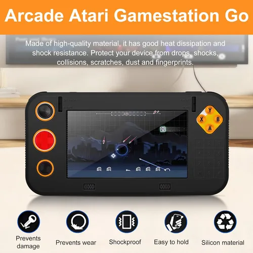 Vista 2 de Funda para Atari Gamestation Go,NOUKAJU Game Console Case,Anti-Drop,Scratch,Shock,Funda protectora de silicona para Atari Gamestation Go Game
