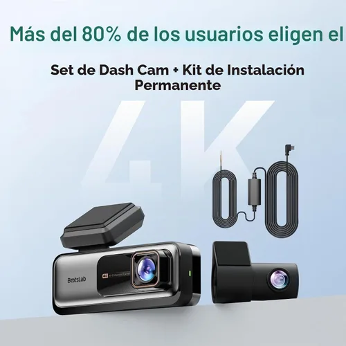 Vista 5 de BOTSLAB Cámara de salpicadero 4k delantera y trasera, monitor de estacionamiento 24/7 con kit cableado, dashcam ultra gran angular de 170°, ADAS