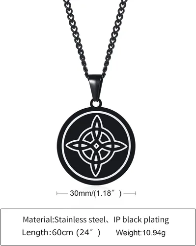 Vista 2 de MEALGUET Collar con nudo de bruja de acero inoxidable estrella de bruja negra El nudo celta mágico Wiccan Symbol colgante de joyería pagana regalo