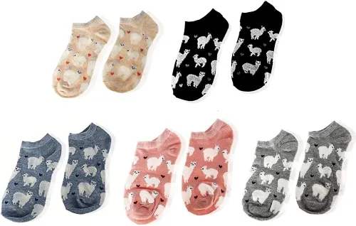 Vista 2 de CheeseandU. Calcetines tobilleros para mujer, 5 unidades, diseño de dibujos animados.