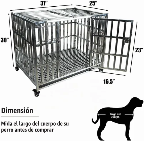 Vista 2 de Confote Jaula de metal resistente de 37 pulgadas, jaula para mascotas de alta ansiedad con ruedas bloqueables y puertas dobles para perros pequeños