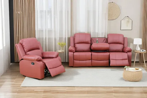 Vista 42 de A Ainehome Juego de Muebles de Sala de Estar de Cuero Reclinable Juego de Sofá Sillón Loveseat Juego de Muebles Sofá para Sala de Estar/Espacio