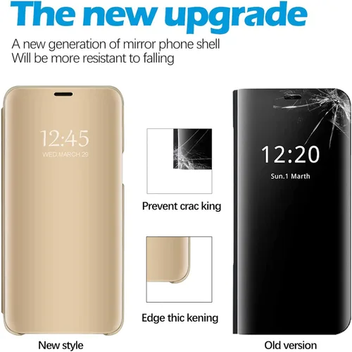 Vista 6 de Note 20 - Funda de piel para Samsung Galaxy Note20 5G, delgada, transparente, espejo de maquillaje, funda con tapa, Note 20 5G con función atril