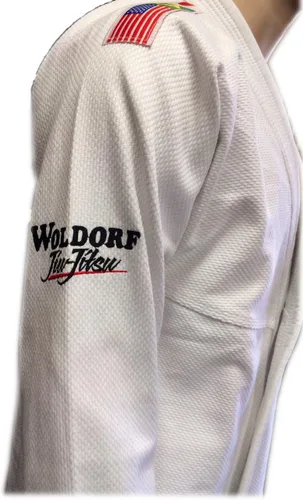 Vista 2 de Woldorf USA Jiu Jitsu brasileño BJJ GI para hombres IBJJF Kimono ligero Kickboxing BJJ Jiu Jitsu GIS color blanco uniforme tela preencogida