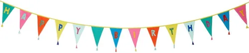 Vista 6 de Talking Tables Bandera de tela arcoíris con borlas – 10 pies Guirnalda de banderines de bandera triangular, 100% algodón, para niños, niñas