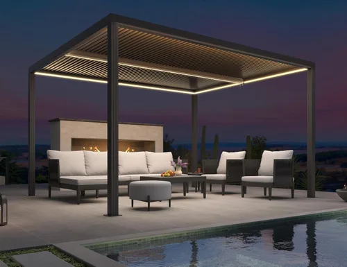 Vista 44 de PURPLE LEAF 94AS - Pérgola pequeña de aluminio compacto de 10 x 12 pies con techo rígido con listones ajustables para patio, cubierta de terraza