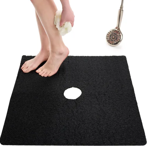 Vista 20 de Enkosi Alfombra de ducha antideslizante Loofah para suelos de ducha, bañera, baños, zonas húmedas, alfombrilla de baño acolchada con agujeros