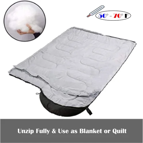 Vista 5 de Saco de dormir estándar con capucha para adultos 4 estaciones, cálido o frío, ligero, para interiores y exteriores, sacos de dormir para mochileros
