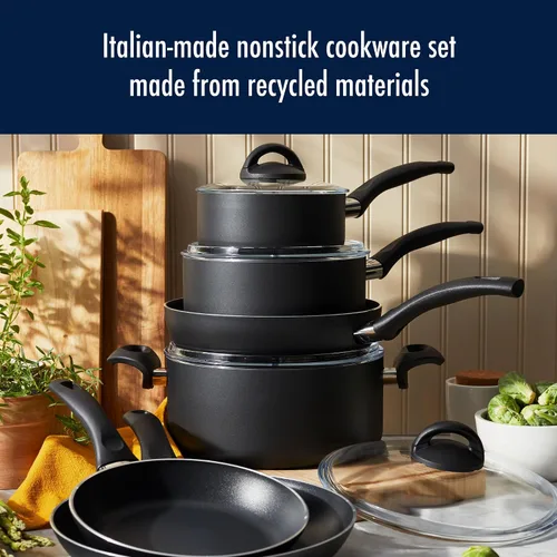 Vista 2 de Henckels Everlift - Juego de utensilios de cocina antiadherentes de 10 piezas, fabricado en Italia, revestimiento duradero de 3 capas, aluminio