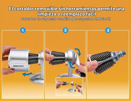 Vista 4 de Bostitch Sacapuntas manual de metal, plateado (MPS1-CH)