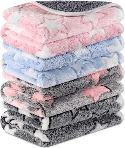 Vista 9 de Reginary - 4 mantas de forro polar de conejillo de indias, adorable pata Revestimientos impermeables y lavables, ropa de cama absorbente de doble