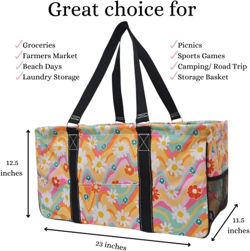 Vista 3 de Ngil - Bolsa de mano multiusos extragrande con la parte superior abierta, de 58 cm, modelo clásico, colección 2019
