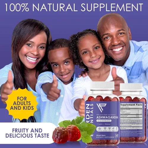 Vista 5 de KSM-66 Ashwagandha Gummies 750mg por gomita – 1,500 mg por porción – Apoyo al estrés y cortisol – con bálsamo de limón y vitamina D – 60