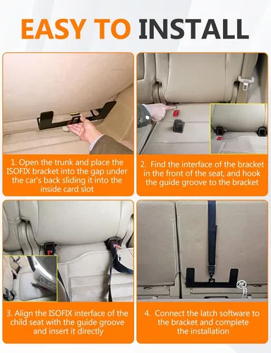 Vista 5 de Kit de Montaje de Anclaje para Asiento Infantil ISOFIX, Soporte Universal de Pestillo para Asiento Infantil de Coche, Anclaje de Retención, Montaje