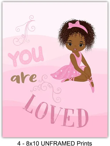 Vista 4 de Decoración de pared de bailarina negra – Arte de pared de niña afroamericana – Decoración de pared para niñas negras – Decoración de dormitorio