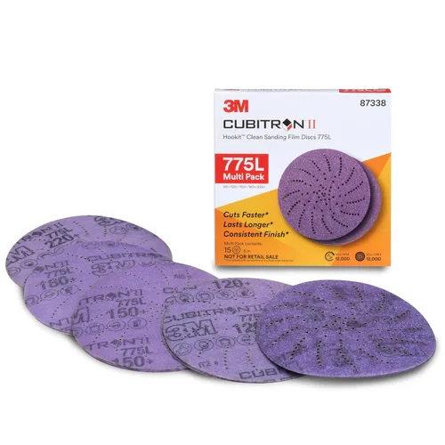 Vista 12 de 3M Xtract Cubitron II Hookit Clean - Disco de lijado de 3 pulgadas, 775 L, 150+, 3 pulgadas, paquete de 50 discos de lijado con gancho y bucle