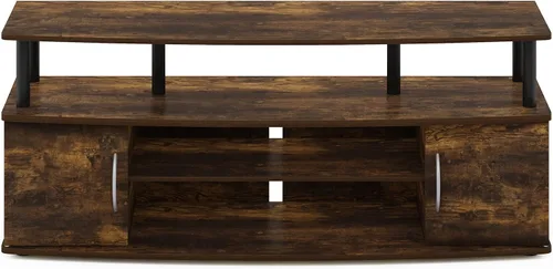 Vista 6 de Furinno - Soporte para centro de entretenimiento, para televisor de hasta 55 pulgadas, pino ámbar/negro
