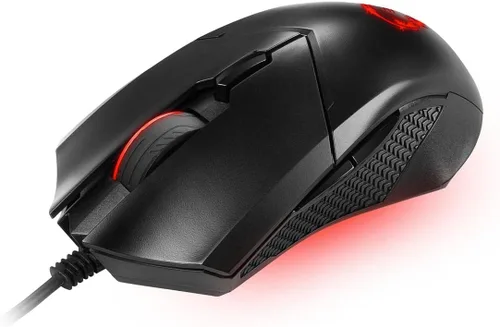 Vista 5 de MSI Clutch GM08 - Mouse para juegos, 4200 DPI, sensor óptico, 3 pesos ajustables, iluminación LED roja, diseño simétrico, color negro