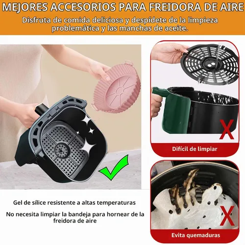 Vista 4 de UOUYOO - Freidora de aire de silicona para freidora de aire de 3 cuartos - 5 cuartos de galón Reusable Replacement of Flammable Parchment Liner