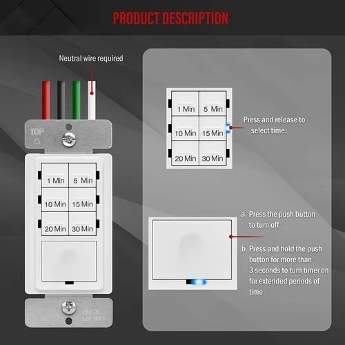 Vista 7 de Broan-NuTone PowerHeat - Extractor de baño, calentador, luz y temporizador de cuenta regresiva Enerlites