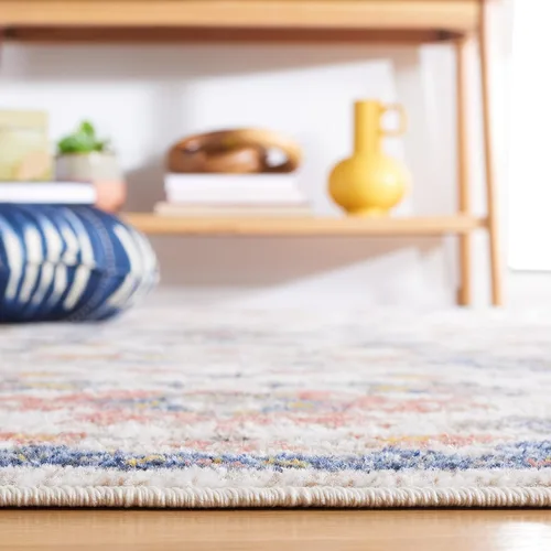 Vista 6 de SAFAVIEH Astoria Collection - Alfombra decorativa, 4 x 6 pies, beige y azul, diseño floral, no desprende pelusa y de fácil cuidado, ideal para zonas