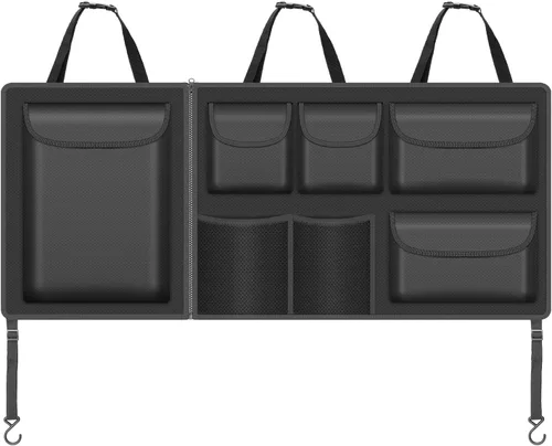 Vista 9 de Organizador de maletero colgante desmontable, organizador plegable para maletero de automóvil, con 7 compartimentos grandes, organizador de maletero