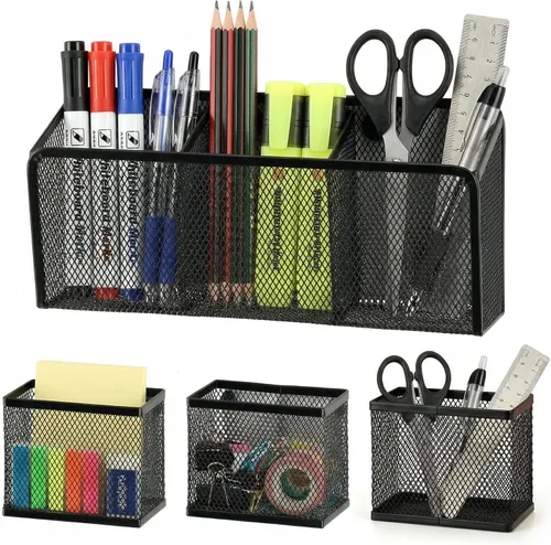 Vista 11 de Neudeco Organizador de estante para casillero, soporte magnético para lápices, cesta de almacenamiento de metal para pizarra blanca, refrigerador