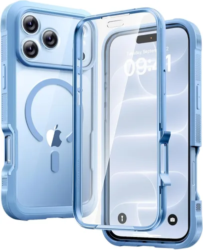 Vista 292 de Carcasa Diaclara diseñada para iPhone 12/12 Pro, carcasa completa resistente con protector de pantalla táctil y antiarañazos integrado, carcasa Azul