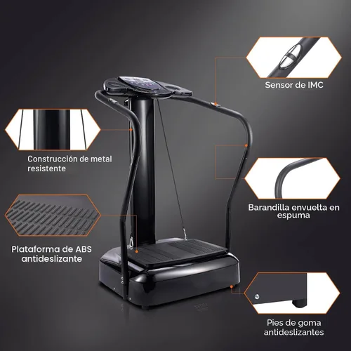 Vista 5 de Plataforma vibratoria de cuerpo entero Pinty 2000 W con reproductor de mp3 (Negro).
