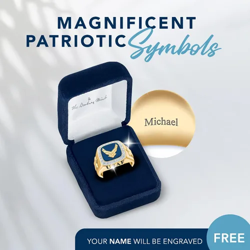 Vista 5 de The Danbury Mint - Anillos militares personalizados para hombre - Ejército, Fuerza Aérea, Marina, Cuerpo de Marines de Estados Unidos - Regalos