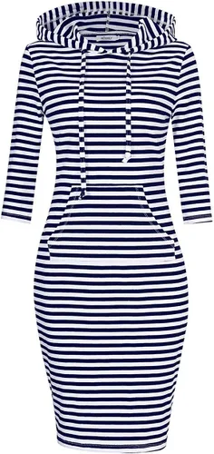 Vista 11 de MISSKY Vestido con capucha para mujer Negro&blanco