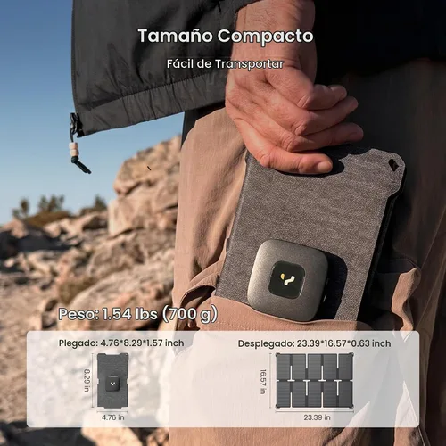 Vista 7 de Cargador solar de 35 W 26% de alta eficiencia USB-A y carga USB-C