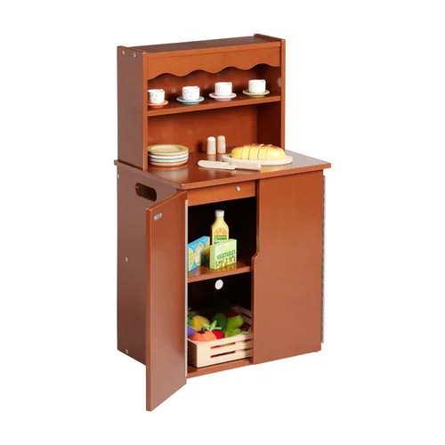 Vista 12 de ECR4Kids Cocina de Juguete Armario de Almacenamiento, Set de Juego de Madera, Nogal Oscuro