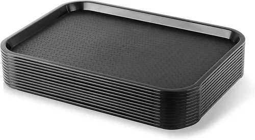 Vista 10 de TrueCraftware - Bandeja de comida rápida de 10 1/2 pulgadas x 13 5/8 pulgadas, juego de 12 bandejas de comida rápida para cafetería, juego de Marrón