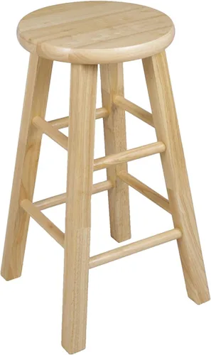 Vista 9 de PJ Wood Taburetes de cocina de asiento redondo clásico de 24 pulgadas de alto para hogares, espacios de comedor y bares con asientos sin espalda