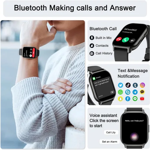 Vista 2 de Reloj inteligente para hombres y mujeres Fitness: Hacer/responder llamadas relojes inteligentes para hombres, relojes digitales para hombre, reloj