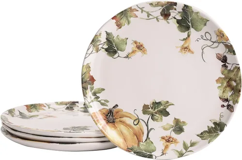 Vista 7 de Bico Blessing Season - Juego de 4 platos de cerámica grandes de 11 pulgadas para pasta, filete, elegantes platos para servir, aptos para microondas