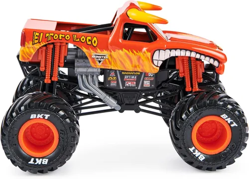 Vista 3 de Monster Jam Monster Truck oficial - El Toro Loco - Vehículo fundido a presión a escala 1:24 - Llantas cromadas y neumáticos para todos