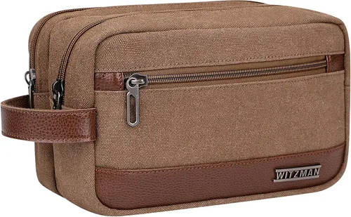 Vista 9 de WITZMAN Neceser de lona para hombre, organizador de kit de Dopp colgante, resistente al agua, bolsa de artículos de tocador de viaje, bolsa de baño