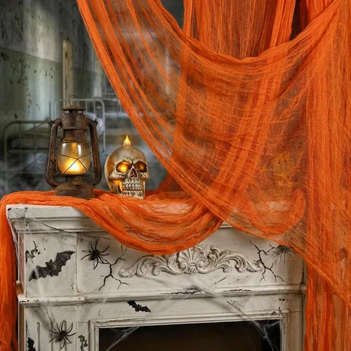 Vista 12 de Watayo Paquete de 8 paños espeluznantes de Halloween, tela espeluznante de 72 x 30 pulgadas, tela de araña elástica de Halloween, gasa espeluznante
