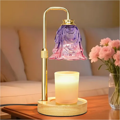 Vista 18 de XJZJY Lámpara calentadora de velas con regulador de temporizador, altura ajustable, calentador de cera de tulipán marrón, regalo de cumpleaños