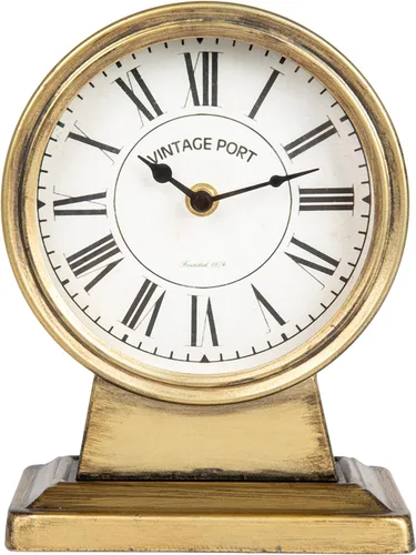 Vista 5 de Creative Co-Op Reloj decorativo de metal con acabado dorado