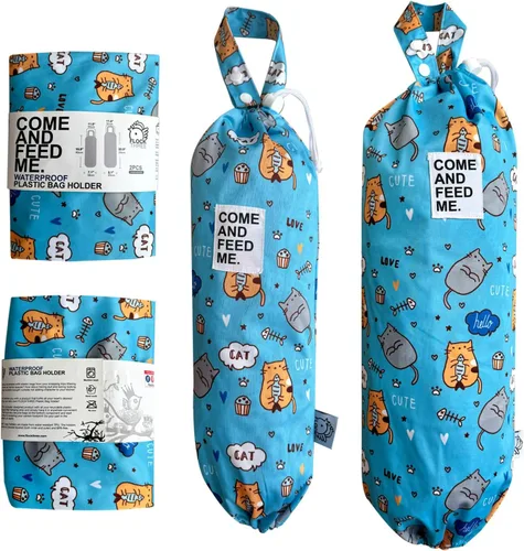 Vista 8 de 2 unids impermeable plástico supermercado bolsa titular de compras soporte organizador cocina almacenamiento bolsa dispensador múltiples diseños B&W