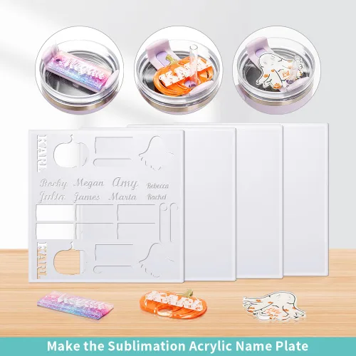 Vista 4 de PYD Life 4 unidades de hojas en blanco de acrílico para sublimación 12" x 12" blancas, 1/6" de grosor (4 mm) Placas de nombre personalizadas