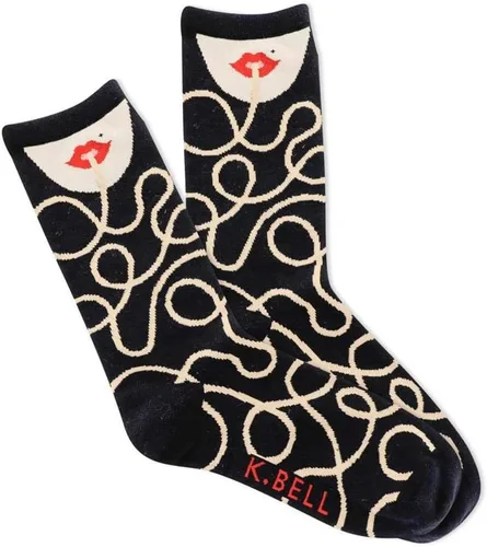 Vista 52 de K. Bell, calcetines retro varsity de lechuga para mujer Adultish (negro)